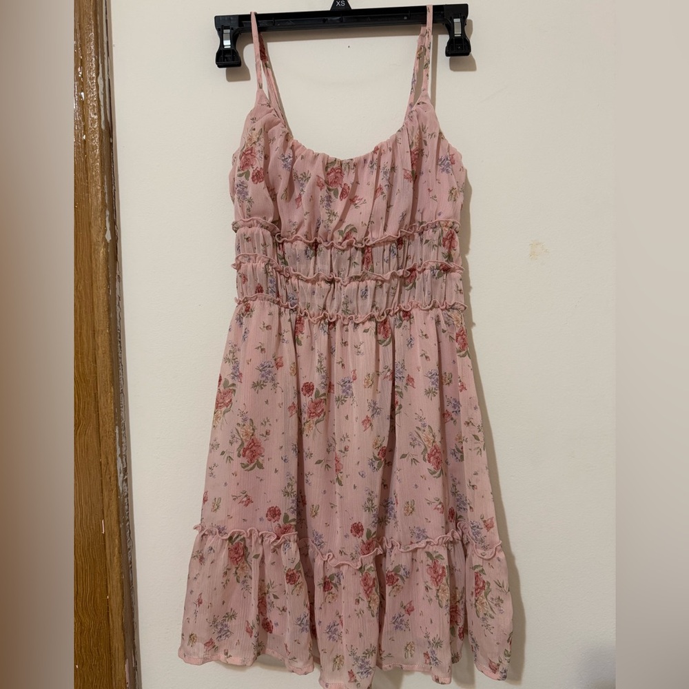 Trixxi Junior's Pink Floral Sleeve Mini Dress